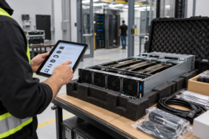 A GPU server owner checks hardware inventory before colocation